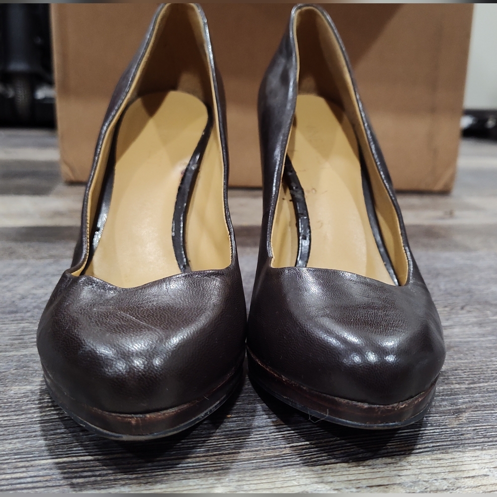 Nine West Fortonight women size 6.5M brown leather heels stiletto pumps - Picture 2 of 10